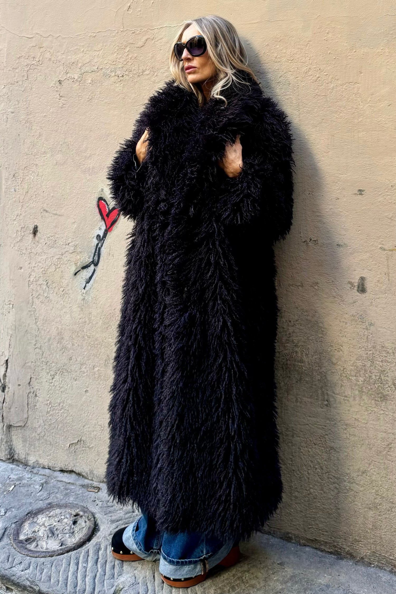Cappotto Eco-Pelliccia Nera