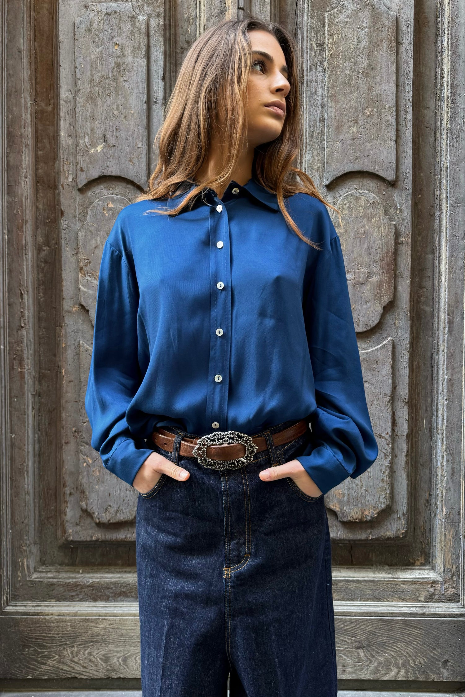 Camicia Viscosa Tinta Unita