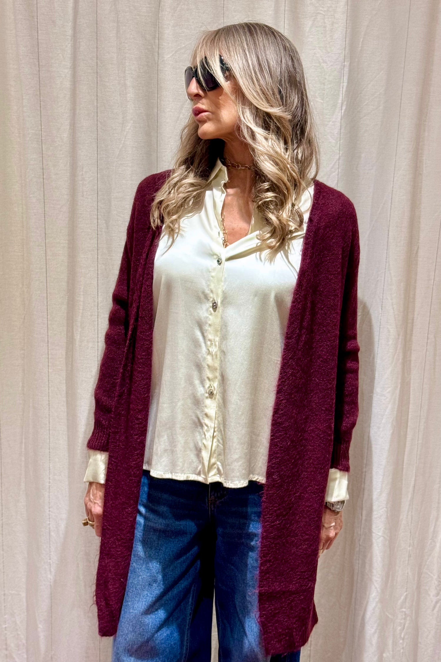 Cardigan Liscio Lungo