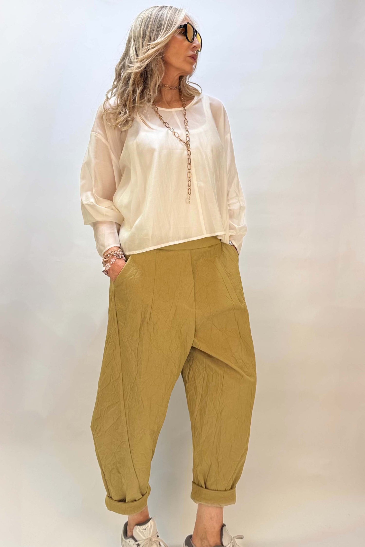 Pantalone Tessuto Stropicciato