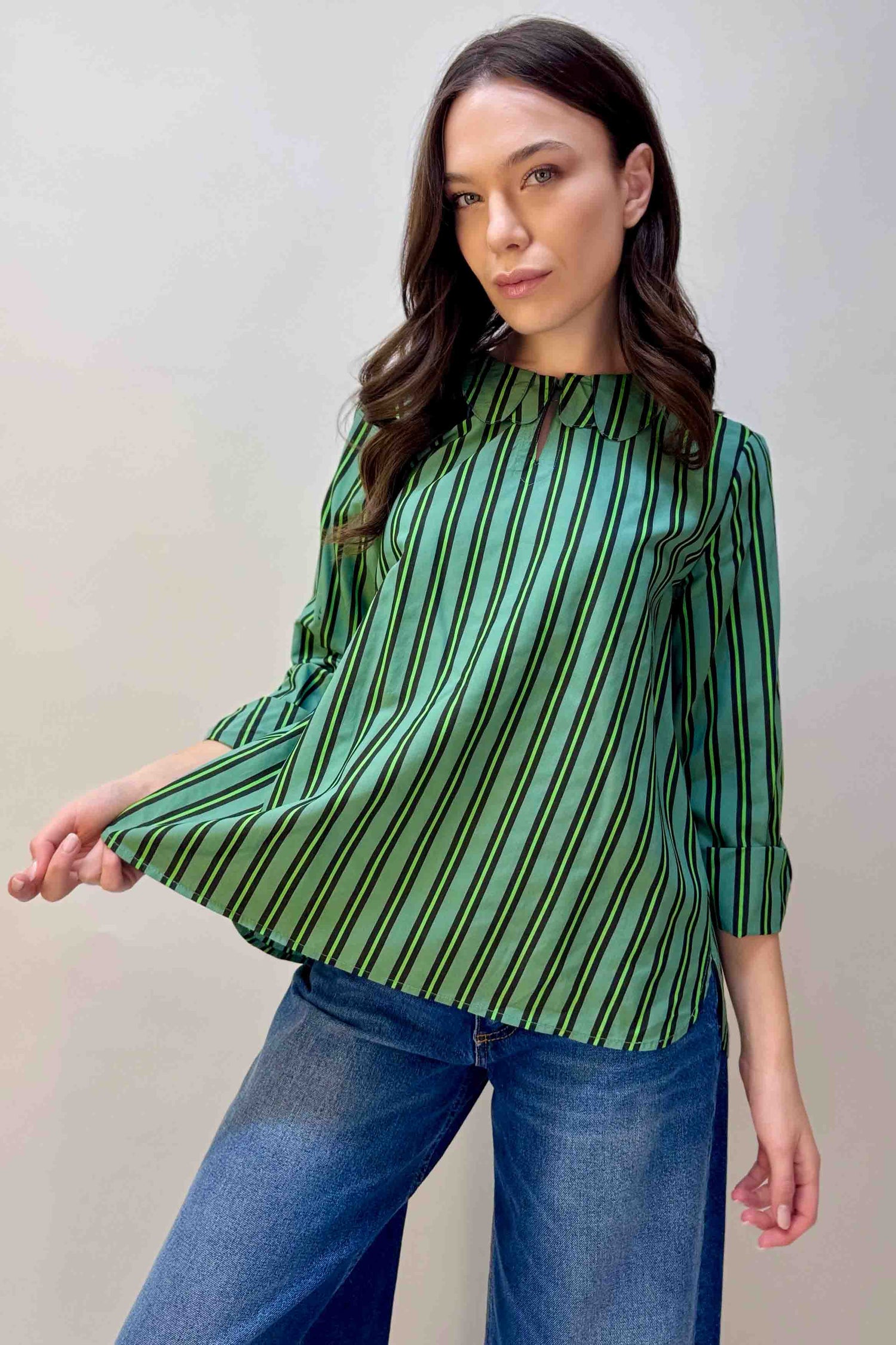 Camicia Righe Verdi