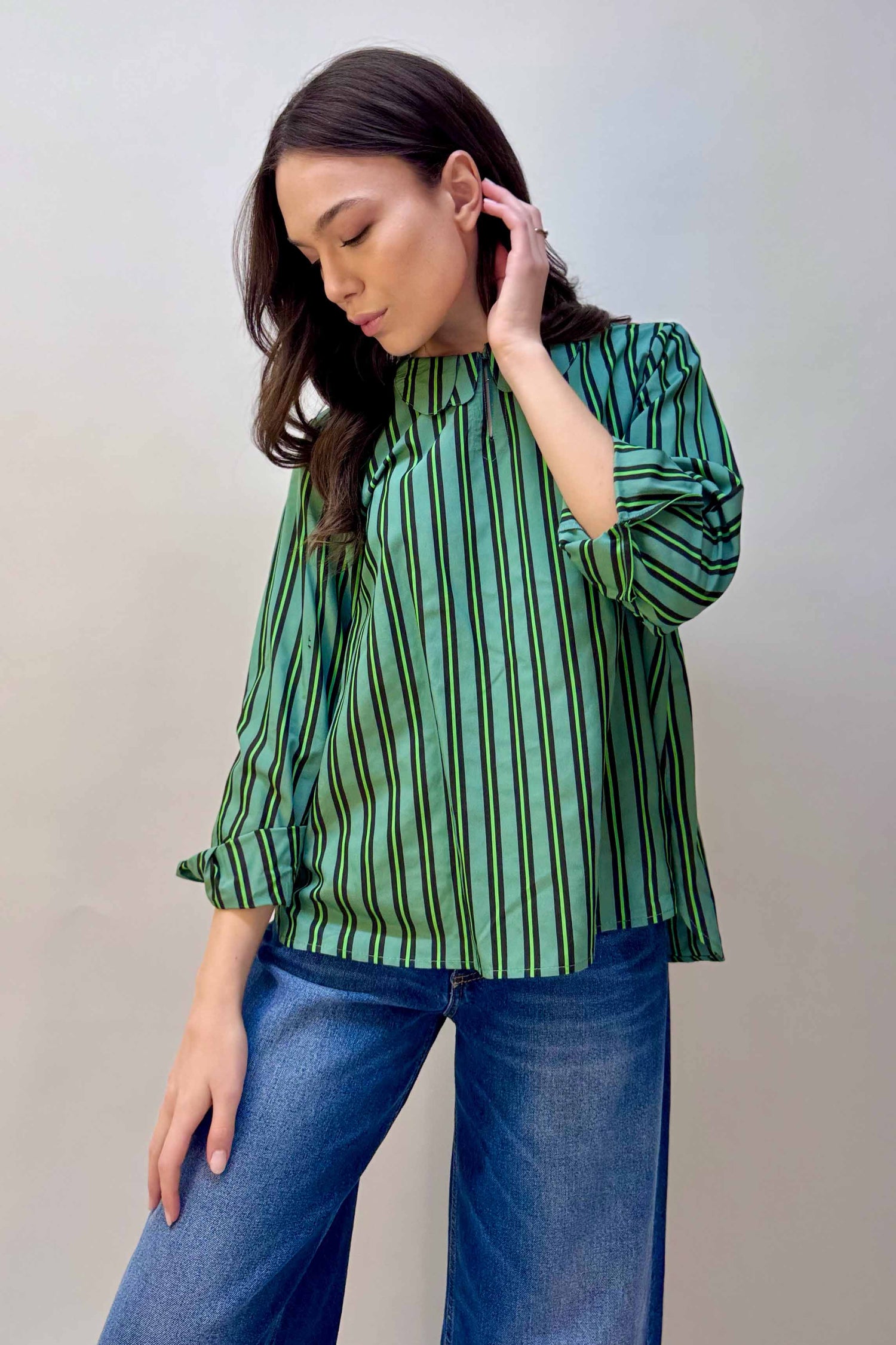 Camicia Righe Verdi
