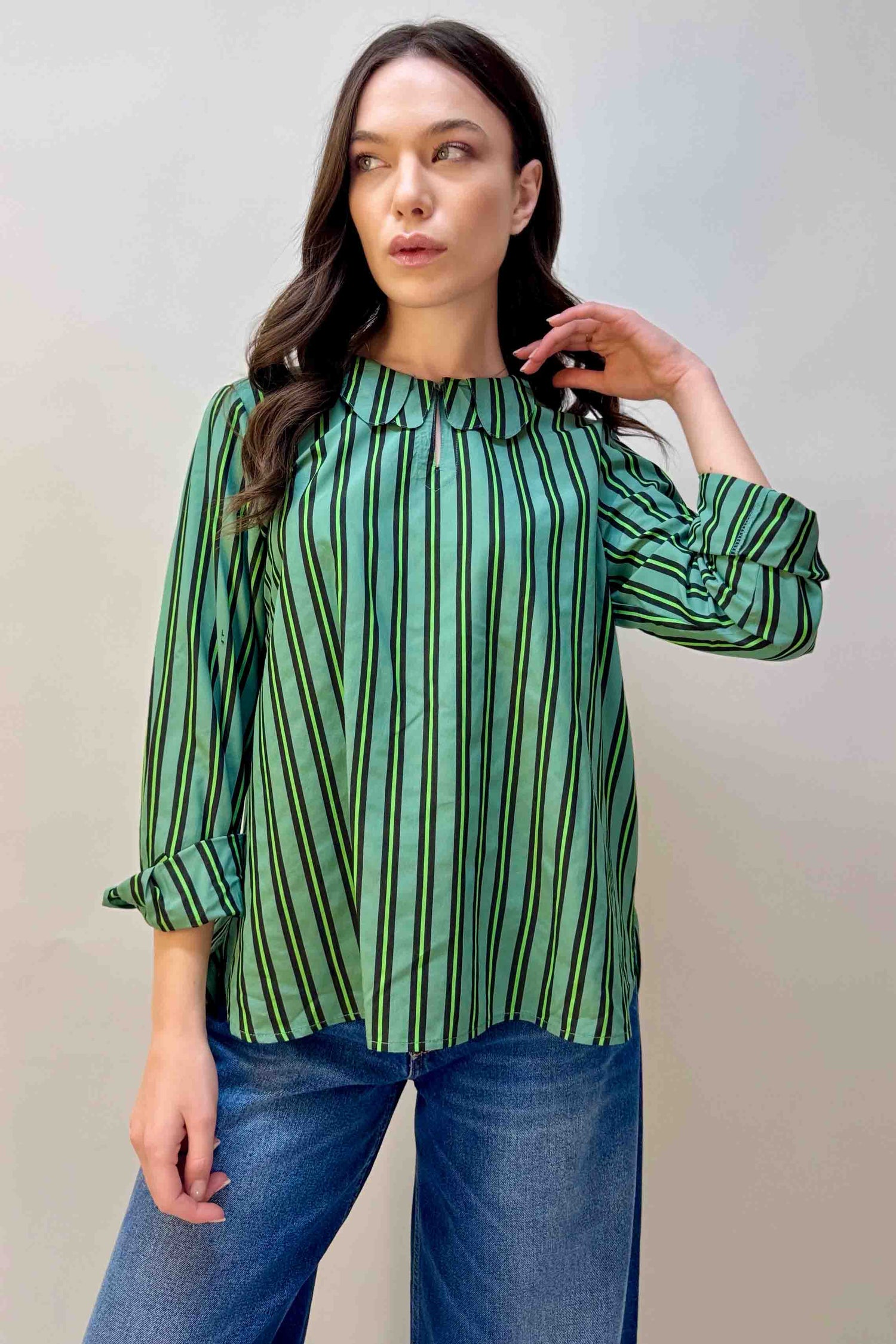 Camicia Righe Verdi