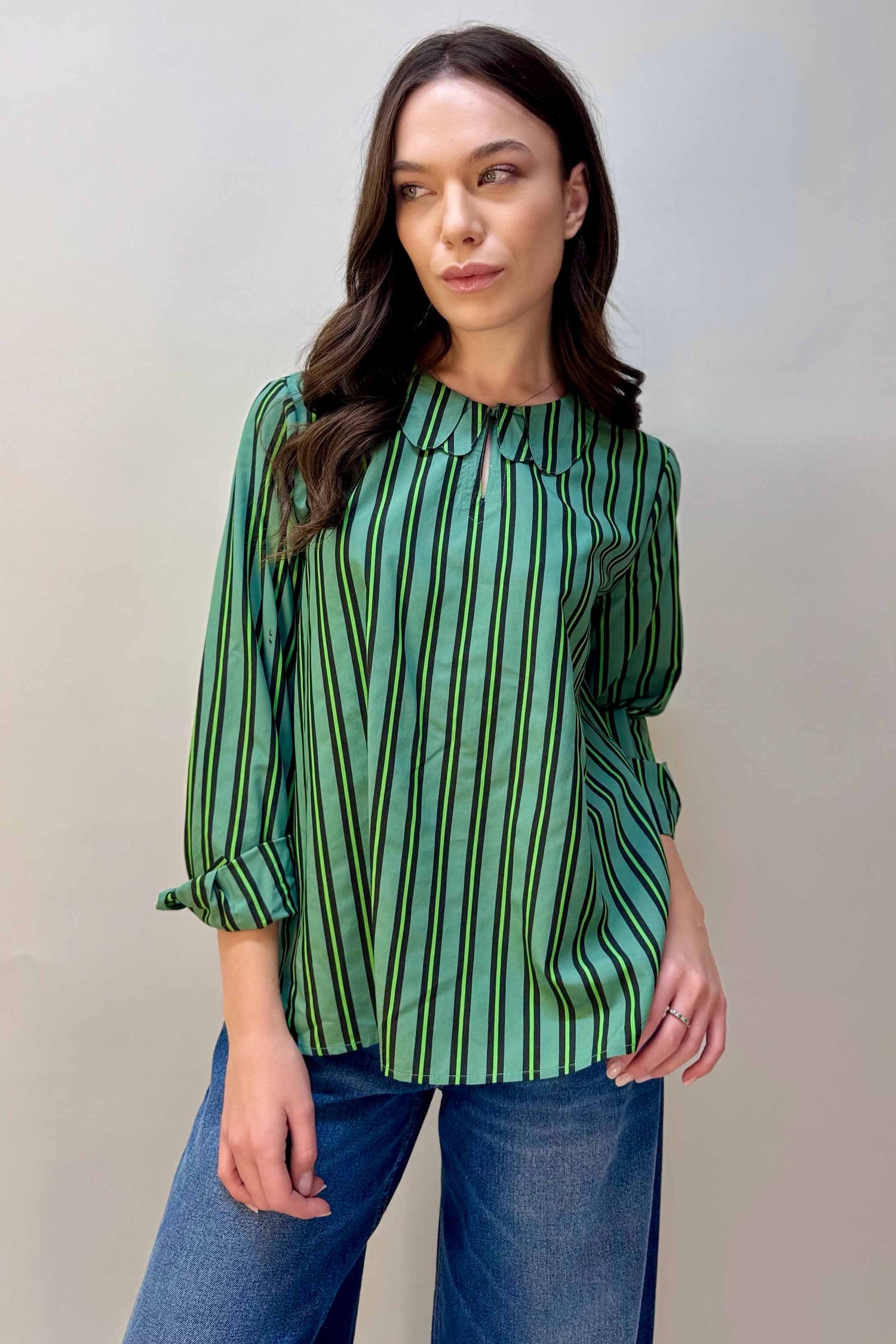 Camicia Righe Verdi