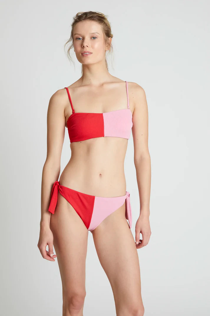 Reggiseno bikini dritto bicolore rosso