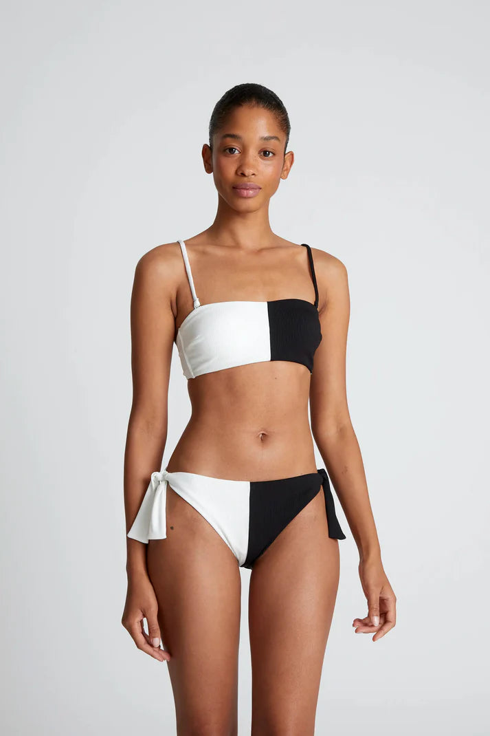 Reggiseno bikini dritto bicolore nero