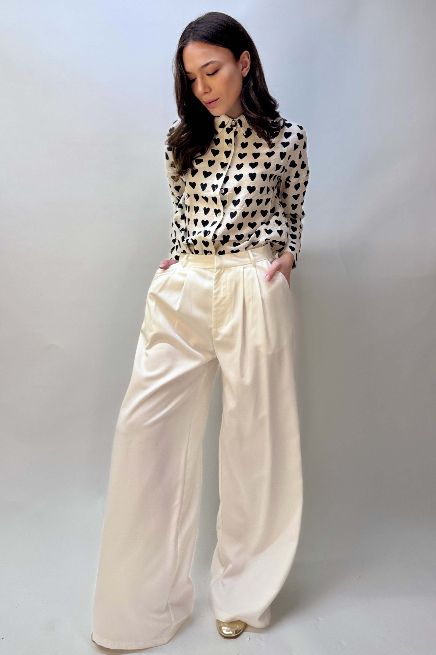 Pantalone Palazzo con Pinces