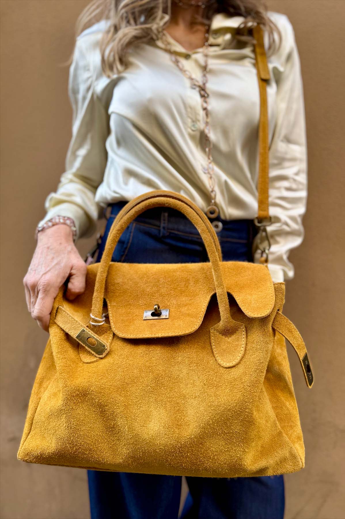 Borsa Kelly Grande Camoscio