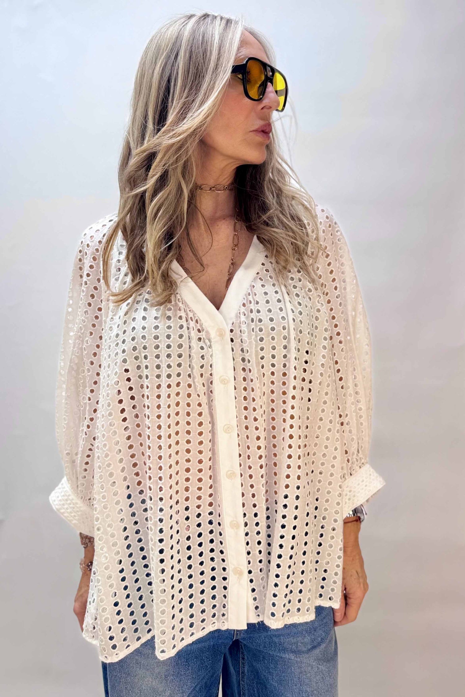 Camicia Ricamata Collo a V