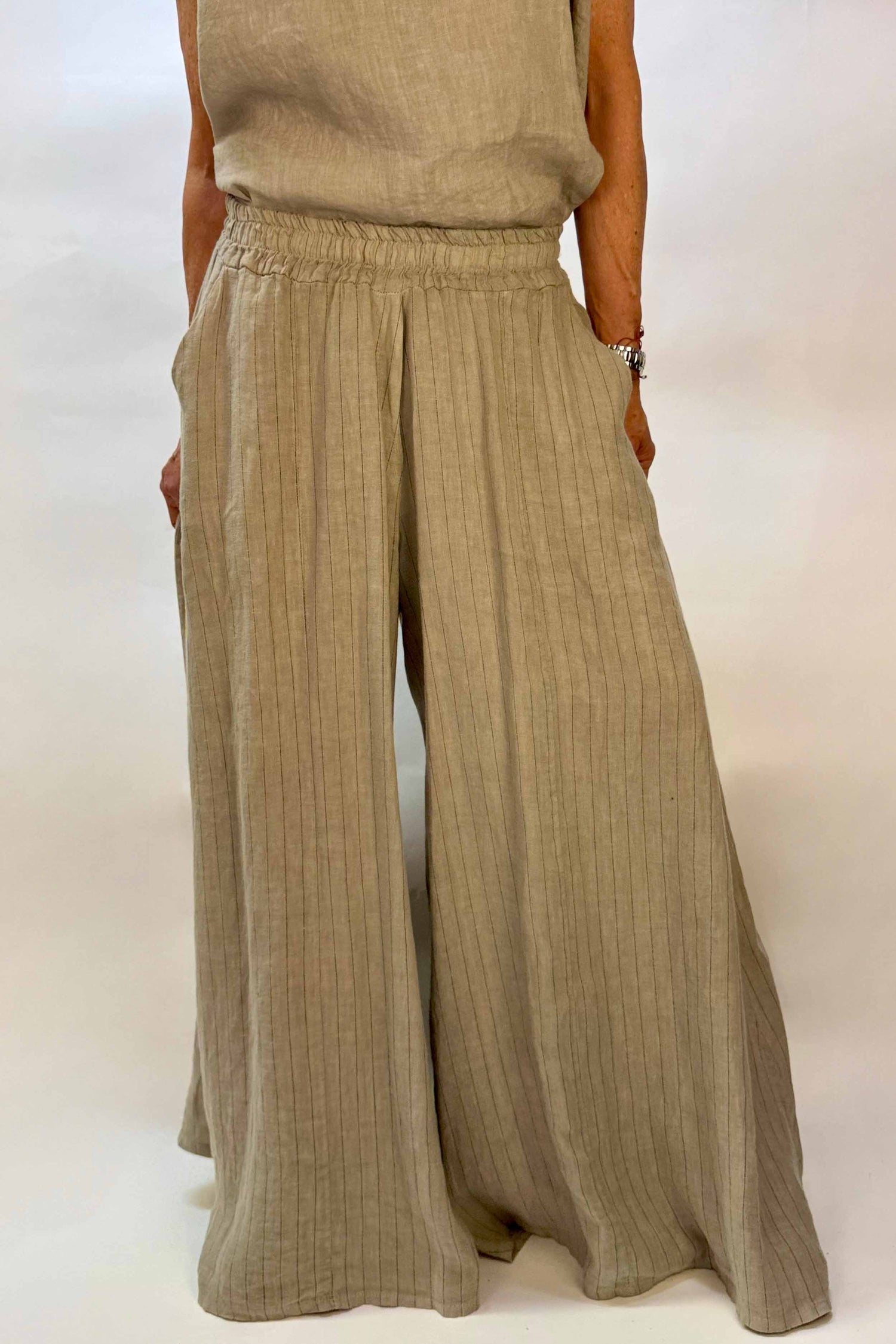 Pantalone Palazzo Gessato Lino