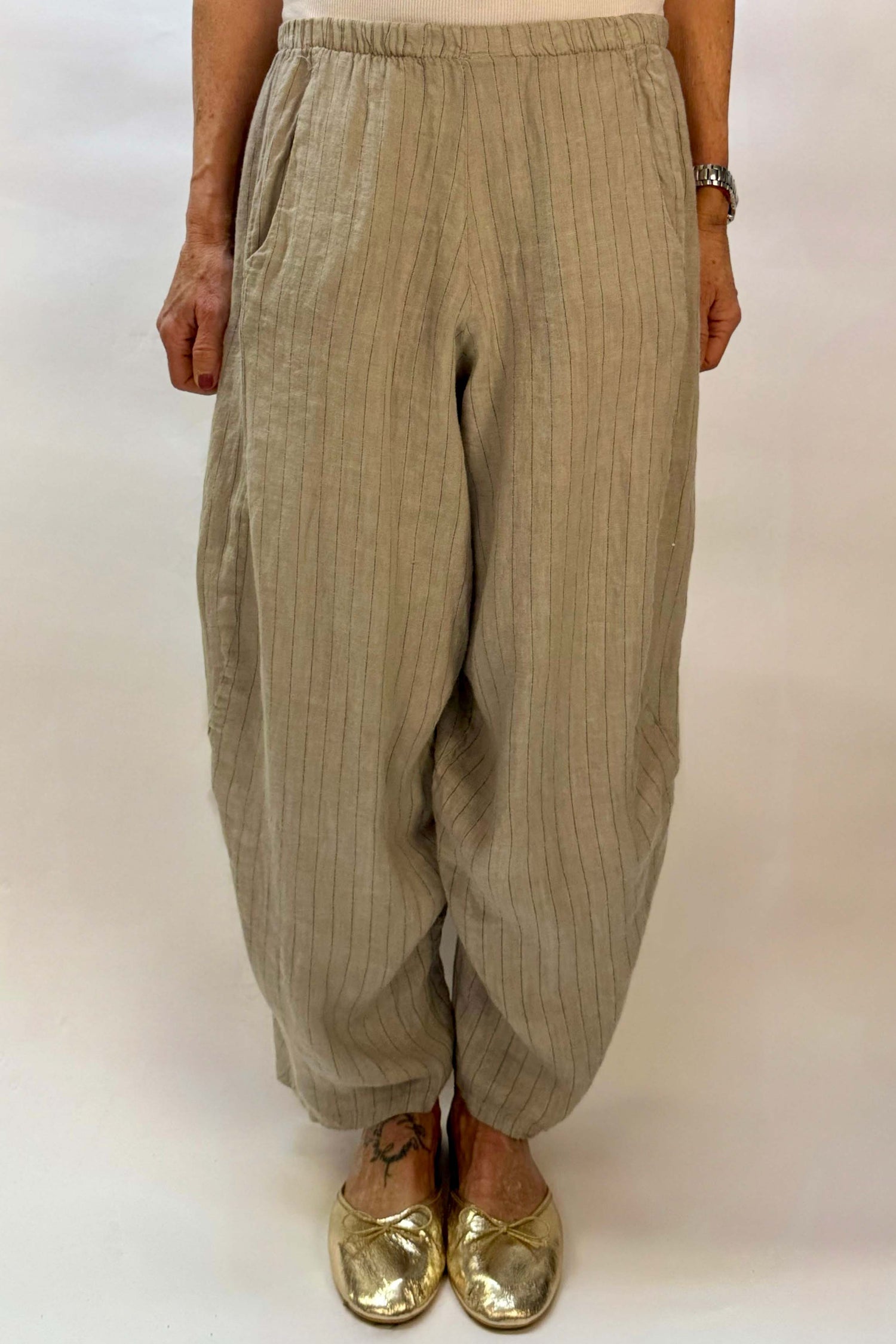 Pantalone Gessato Gaucho Lino