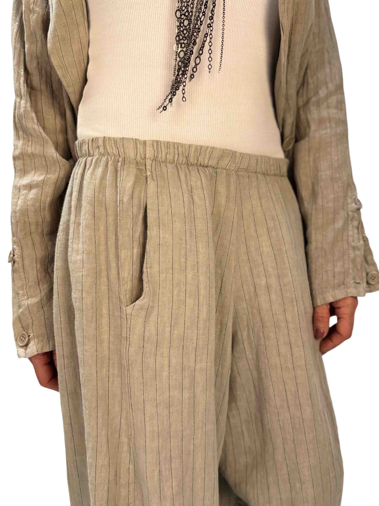 Pantalone Gessato Gaucho Lino