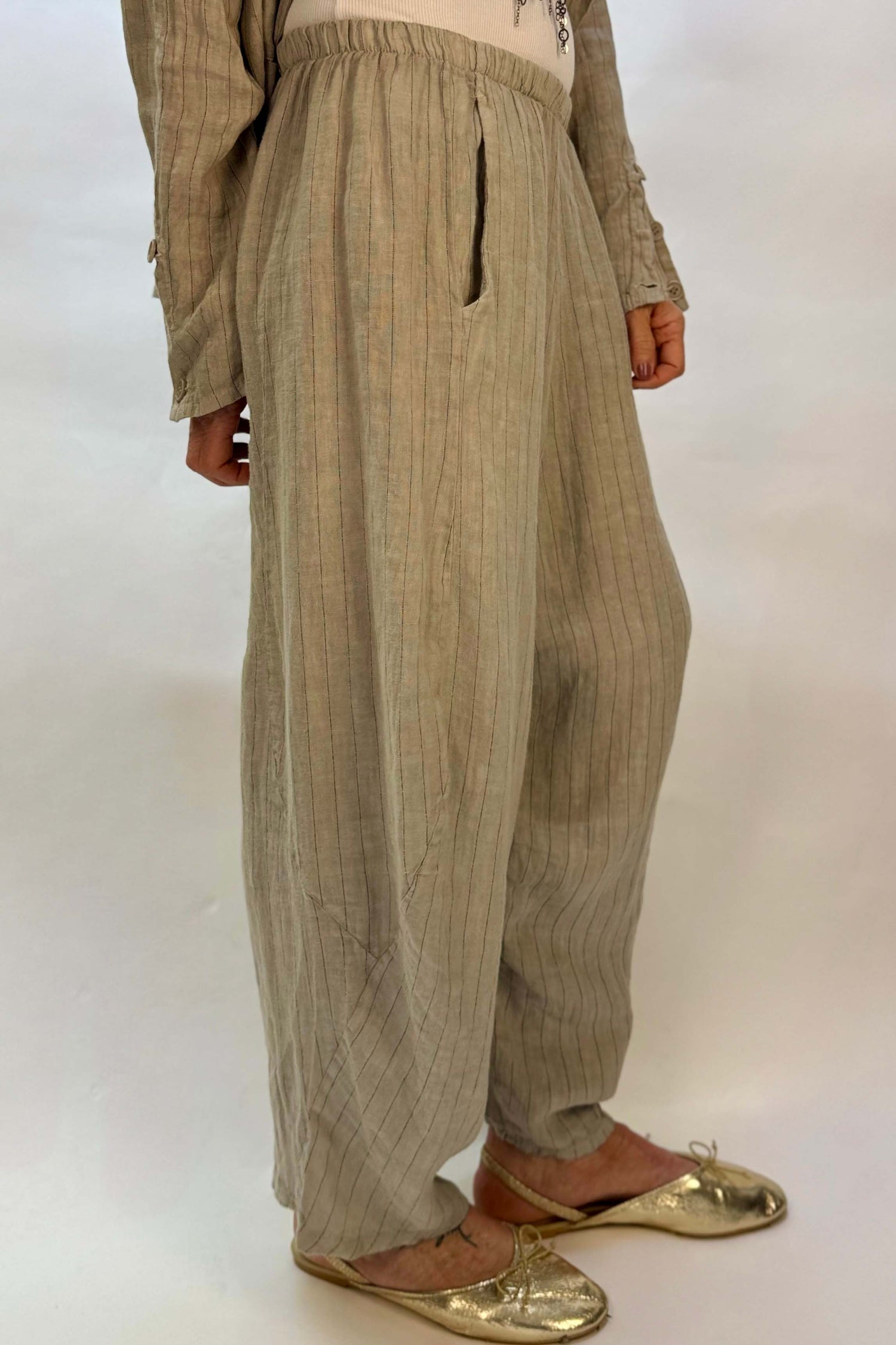 Pantalone Gessato Gaucho Lino