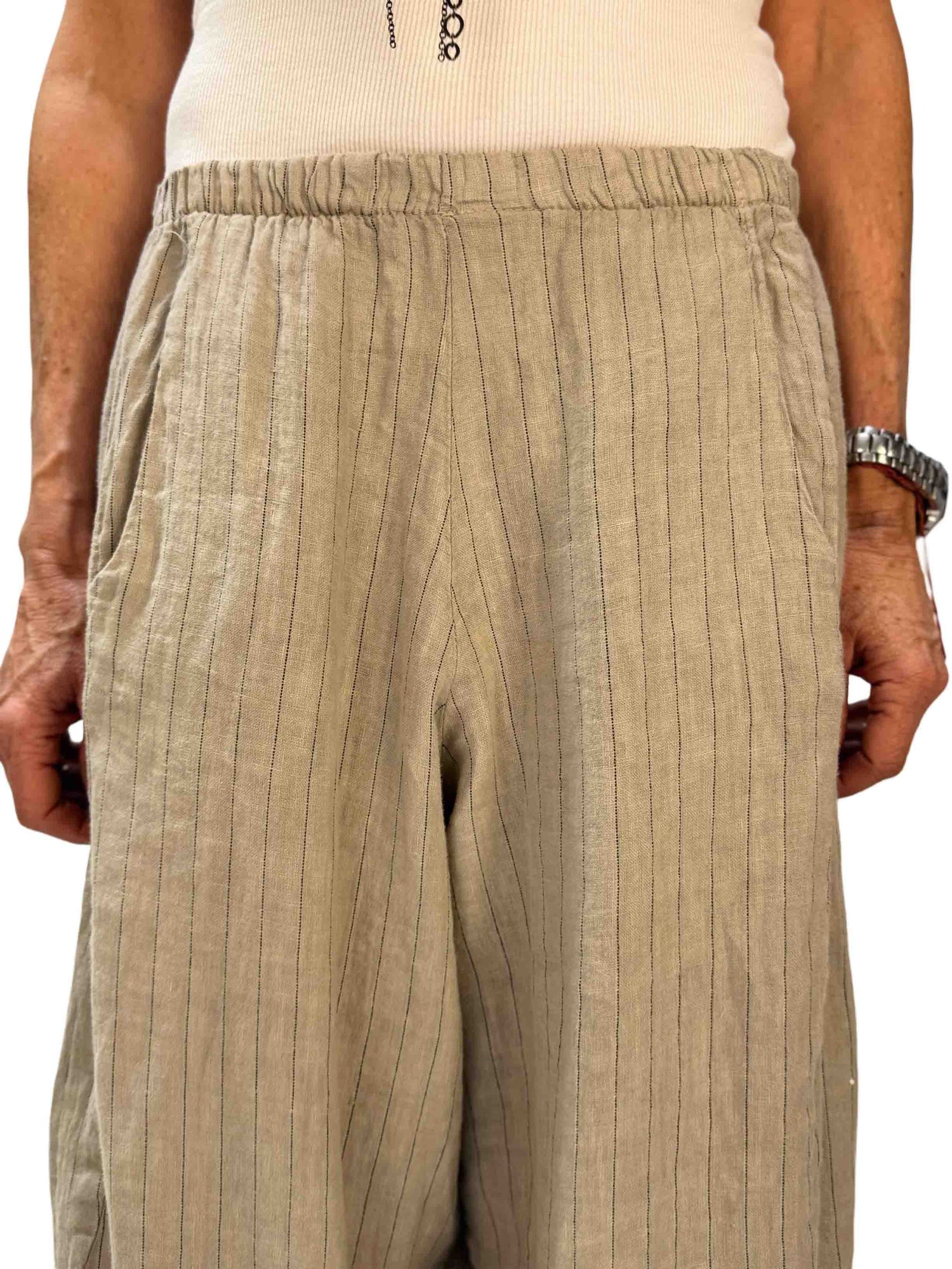 Pantalone Gessato Gaucho Lino