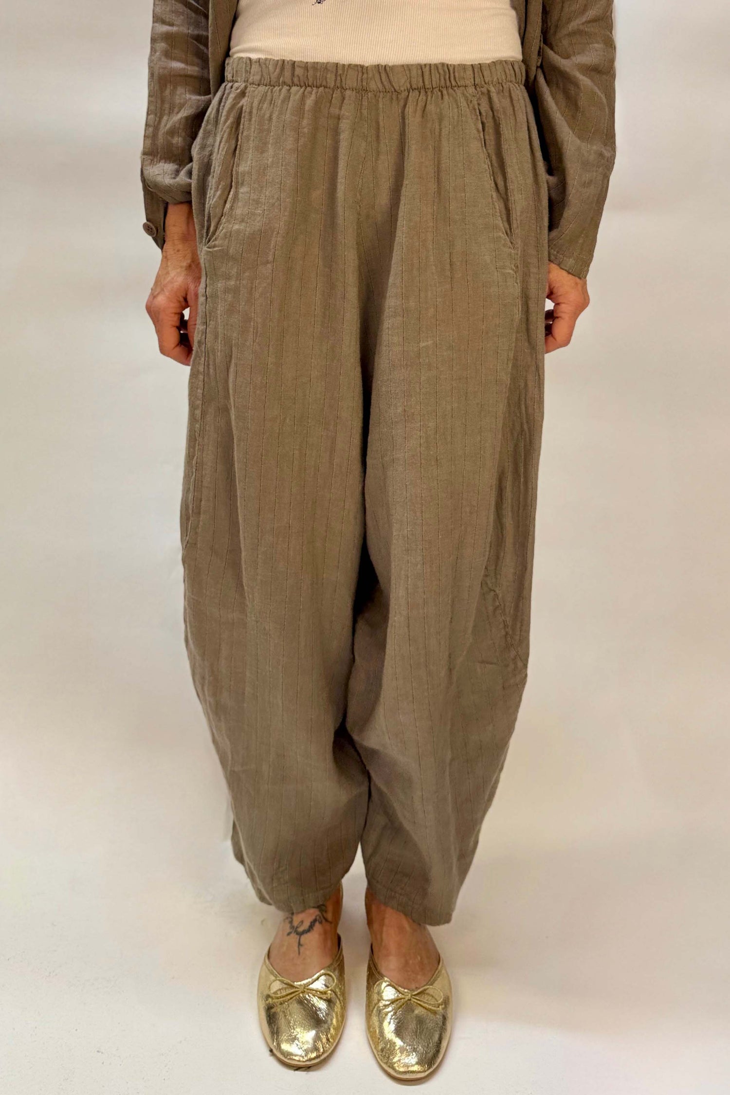 Pantalone Gessato Gaucho Lino
