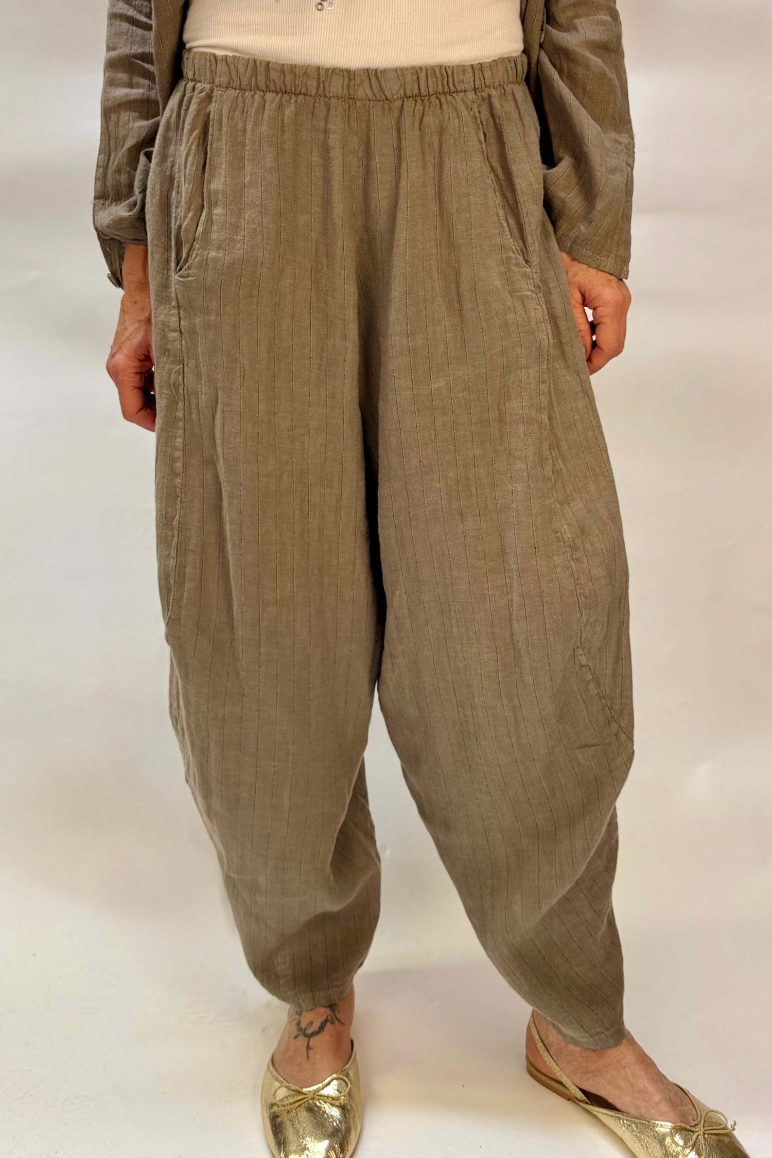 Pantalone Gessato Gaucho Lino