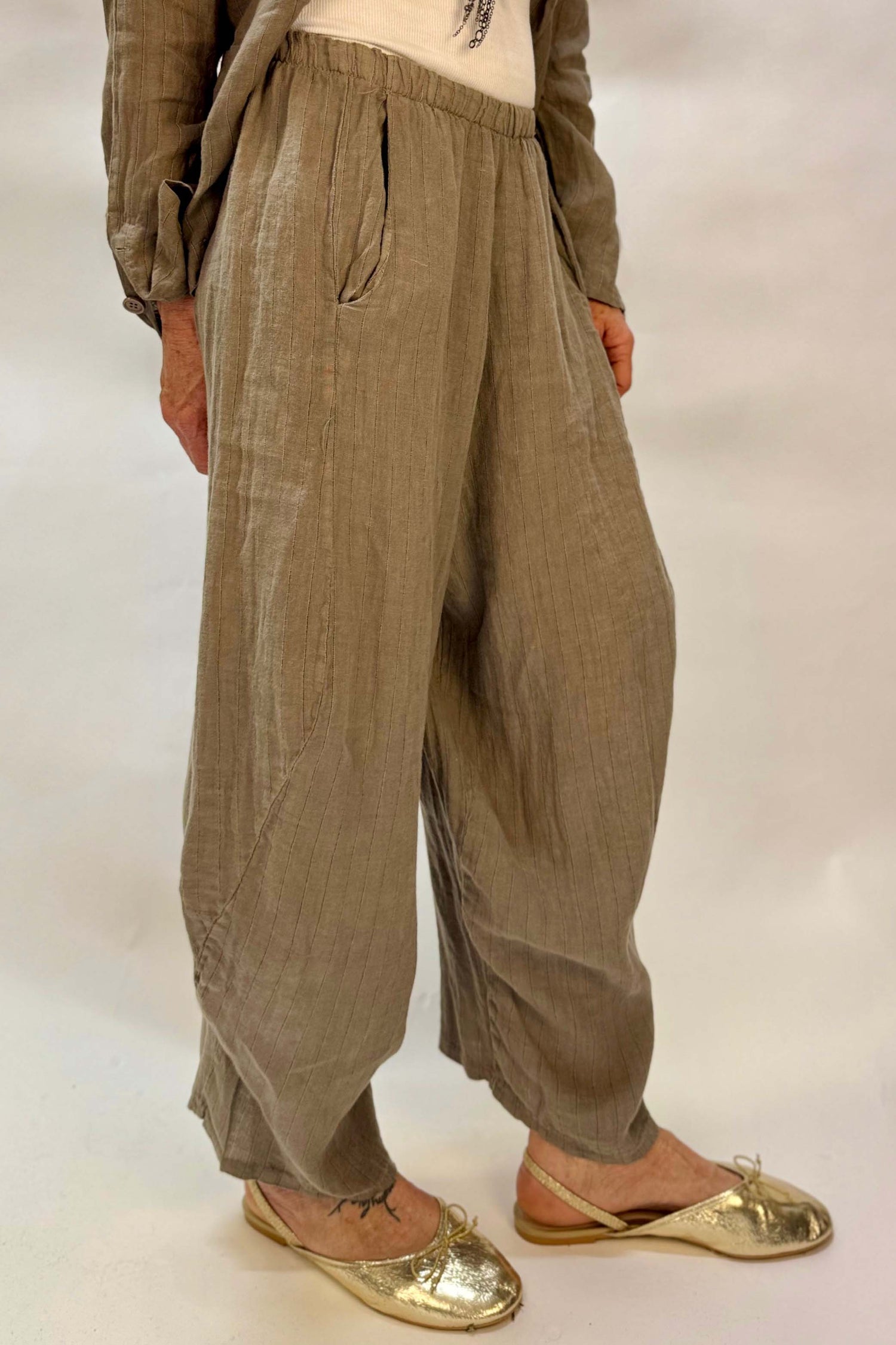 Pantalone Gessato Gaucho Lino