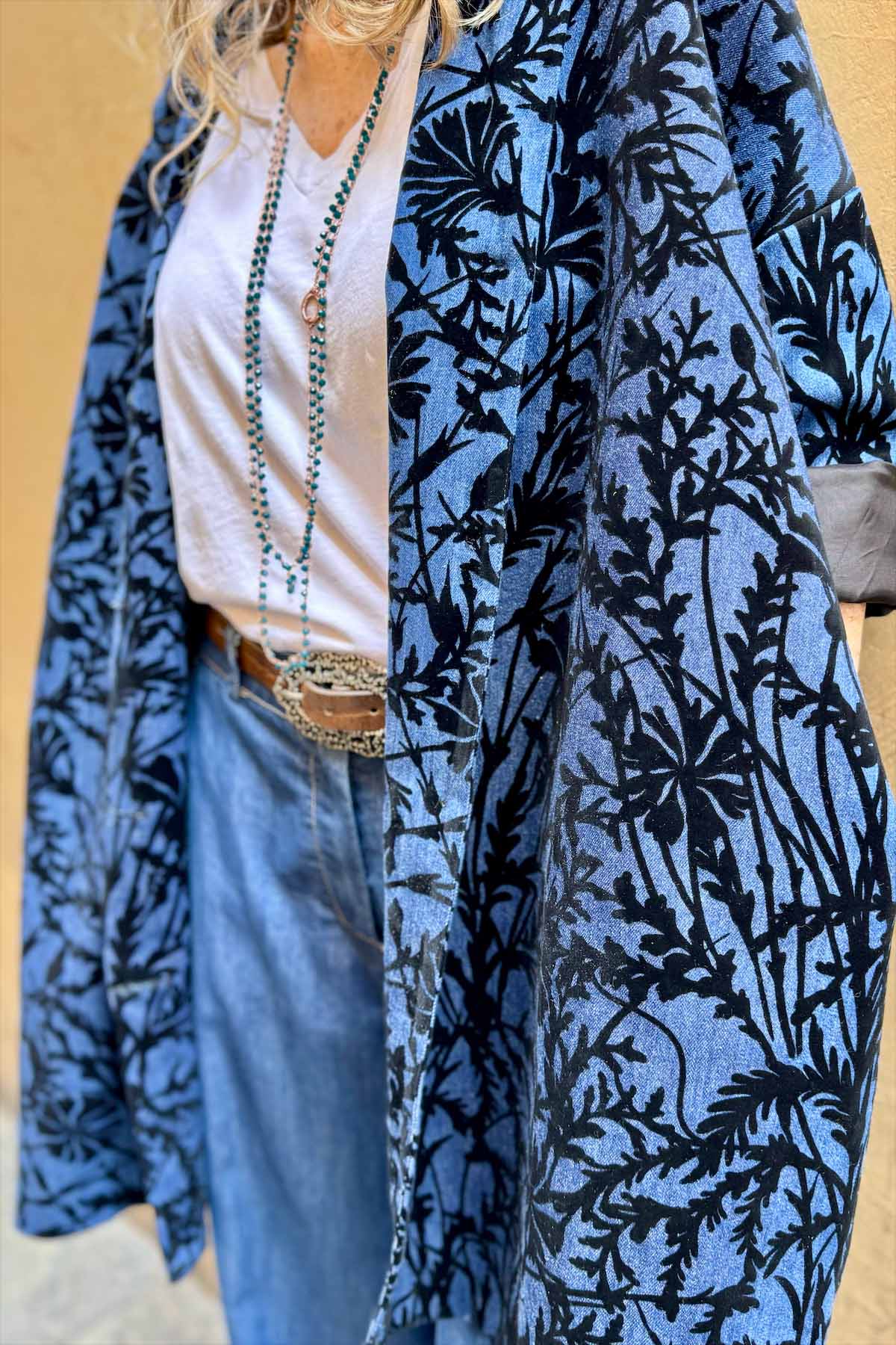 Giacca Kimono Denim Devoré