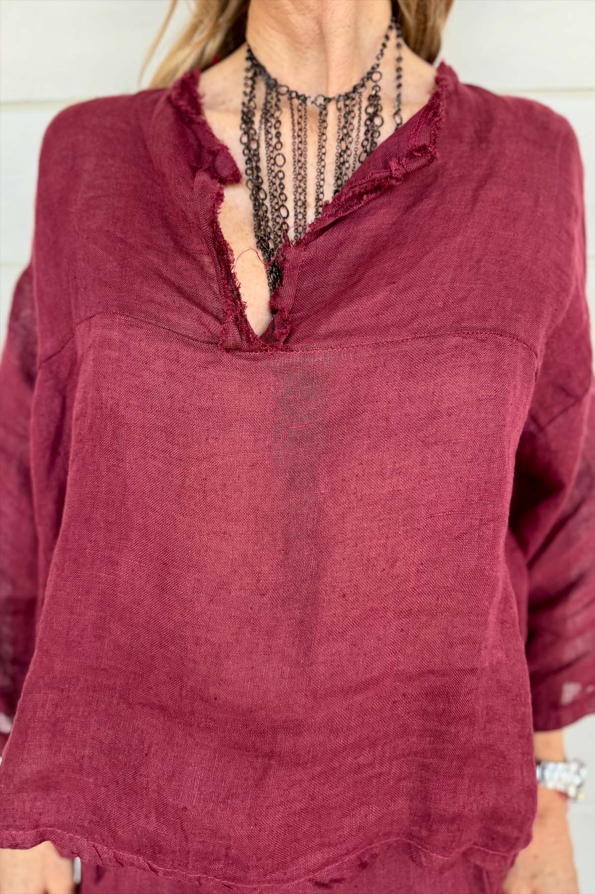 Blusa Lino Sfrangiata