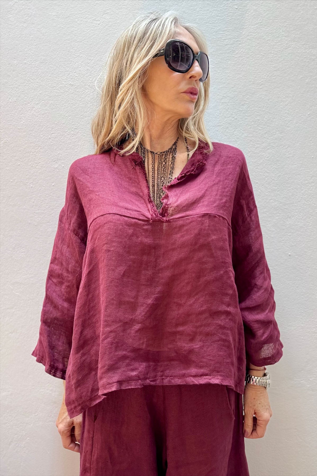 Blusa Lino Sfrangiata
