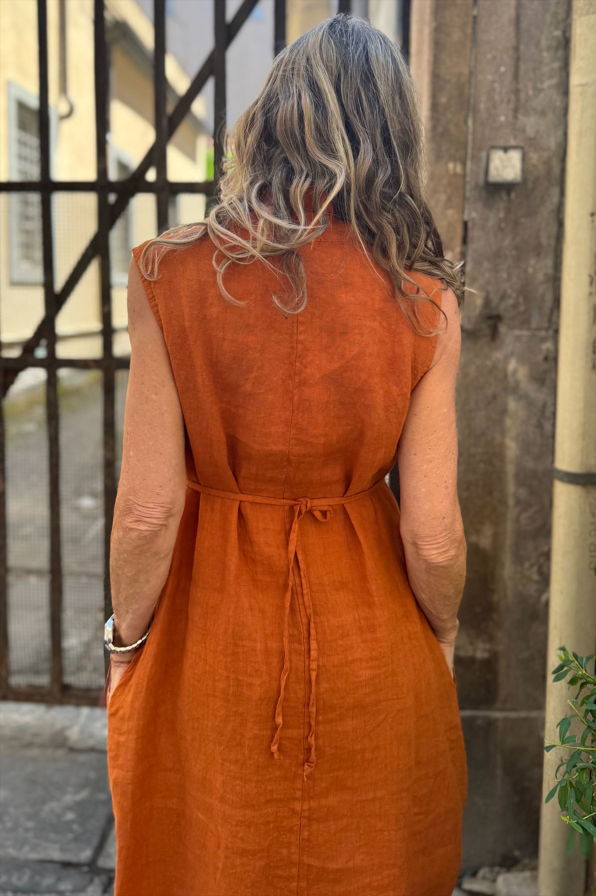 Abito Midi Lino Smanicato