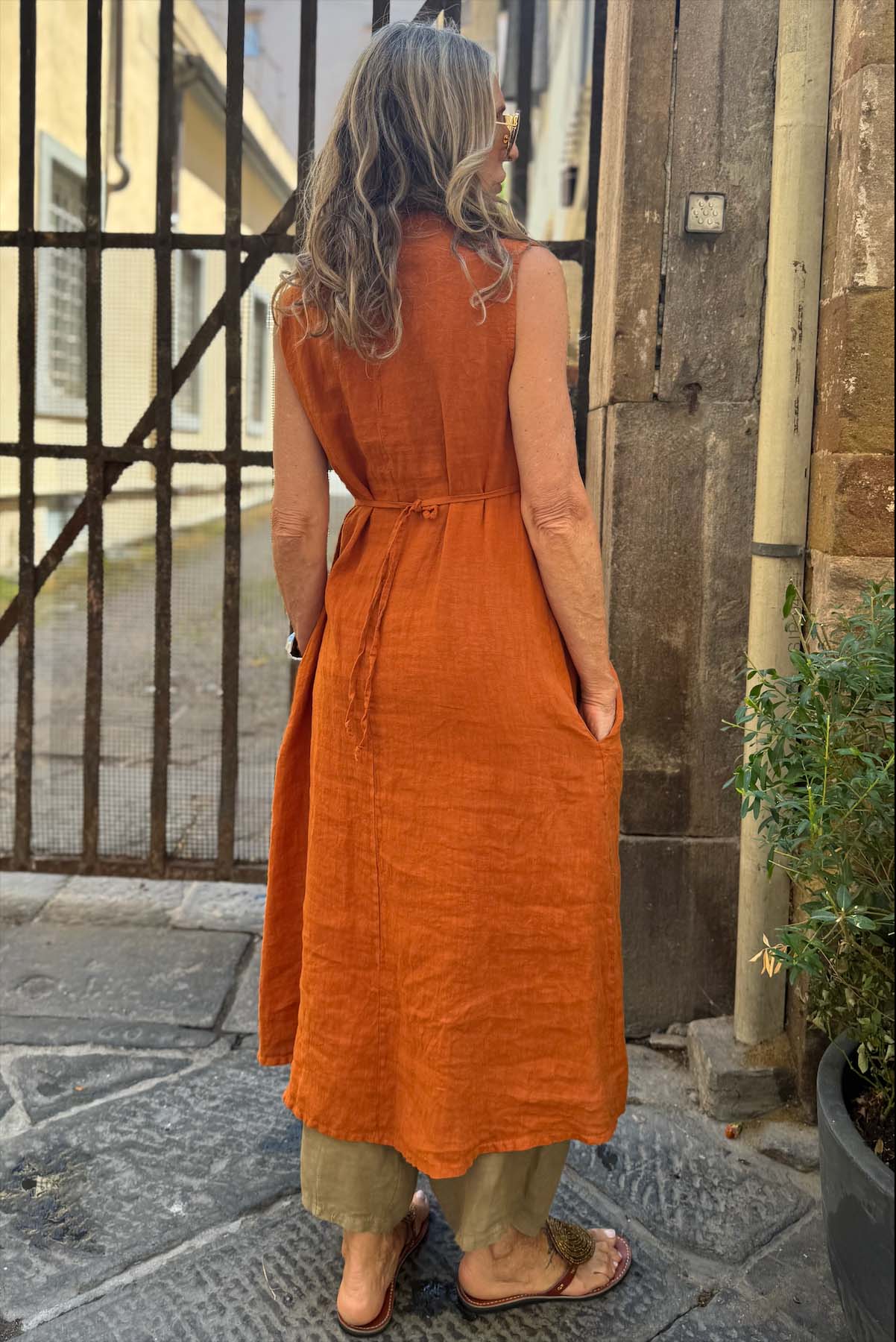 Abito Midi Lino Smanicato