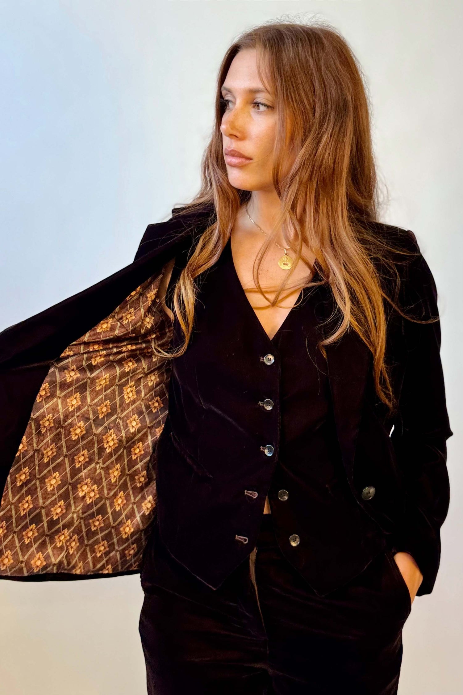 Blazer Velluto Liscio Monopetto