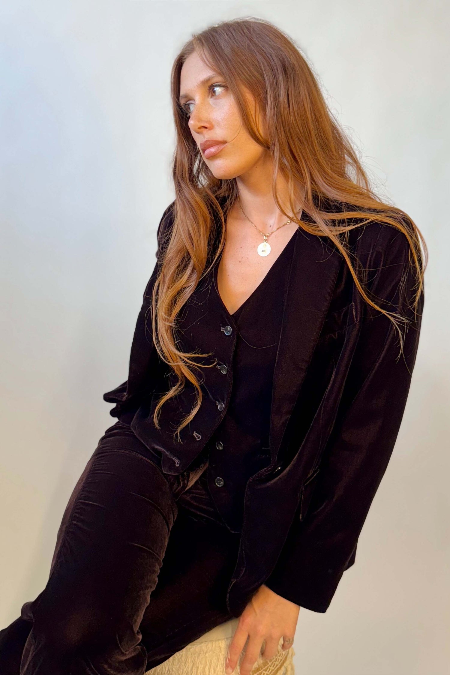 Blazer Velluto Liscio Monopetto