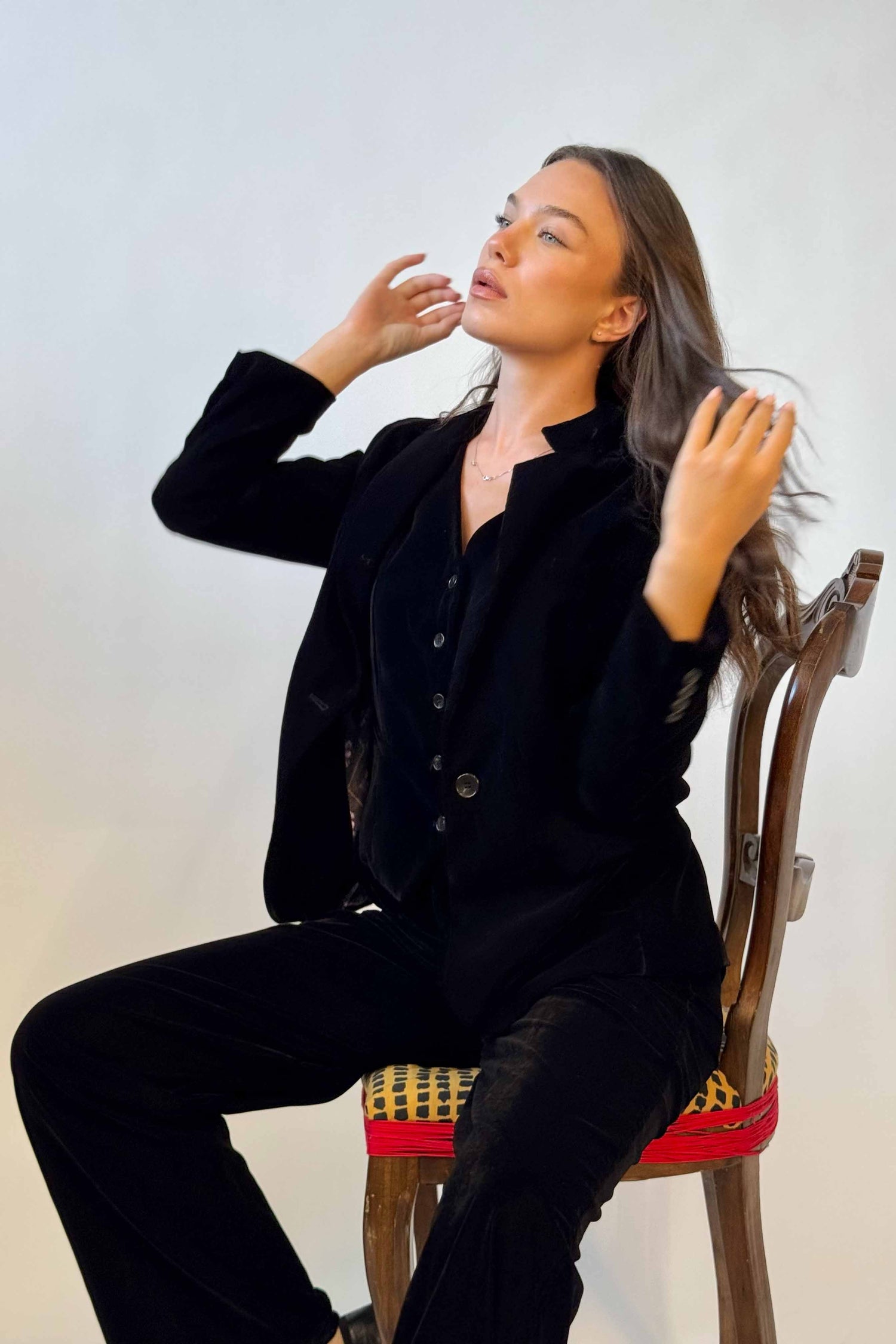 Blazer Velluto Liscio Monopetto