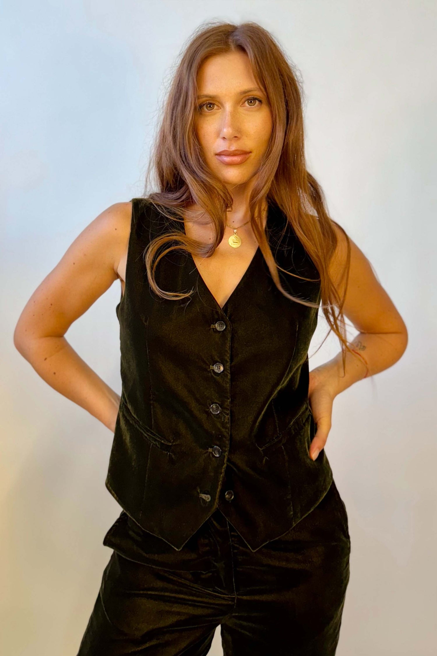 Gilet Velluto Liscio a Completo