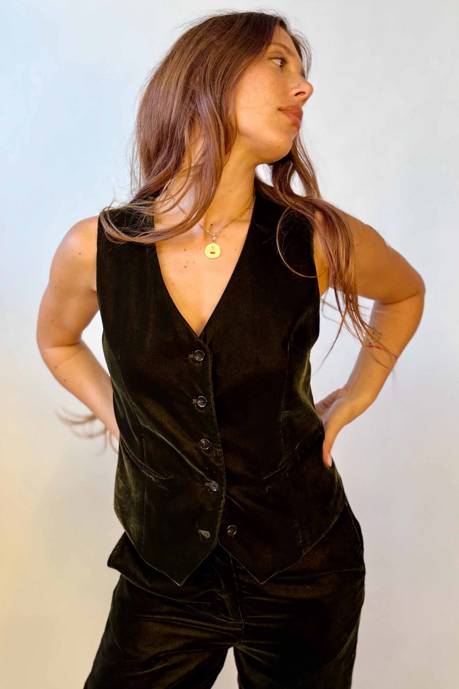 Gilet Velluto Liscio a Completo