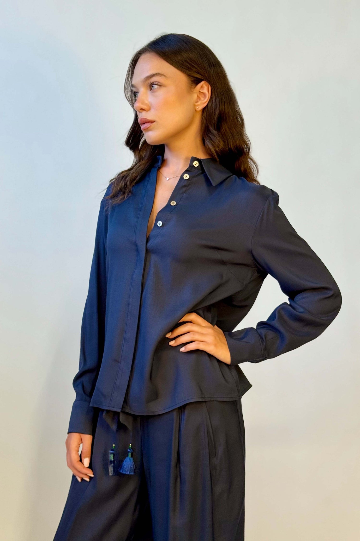 Camicia Viscosa Collo Uomo