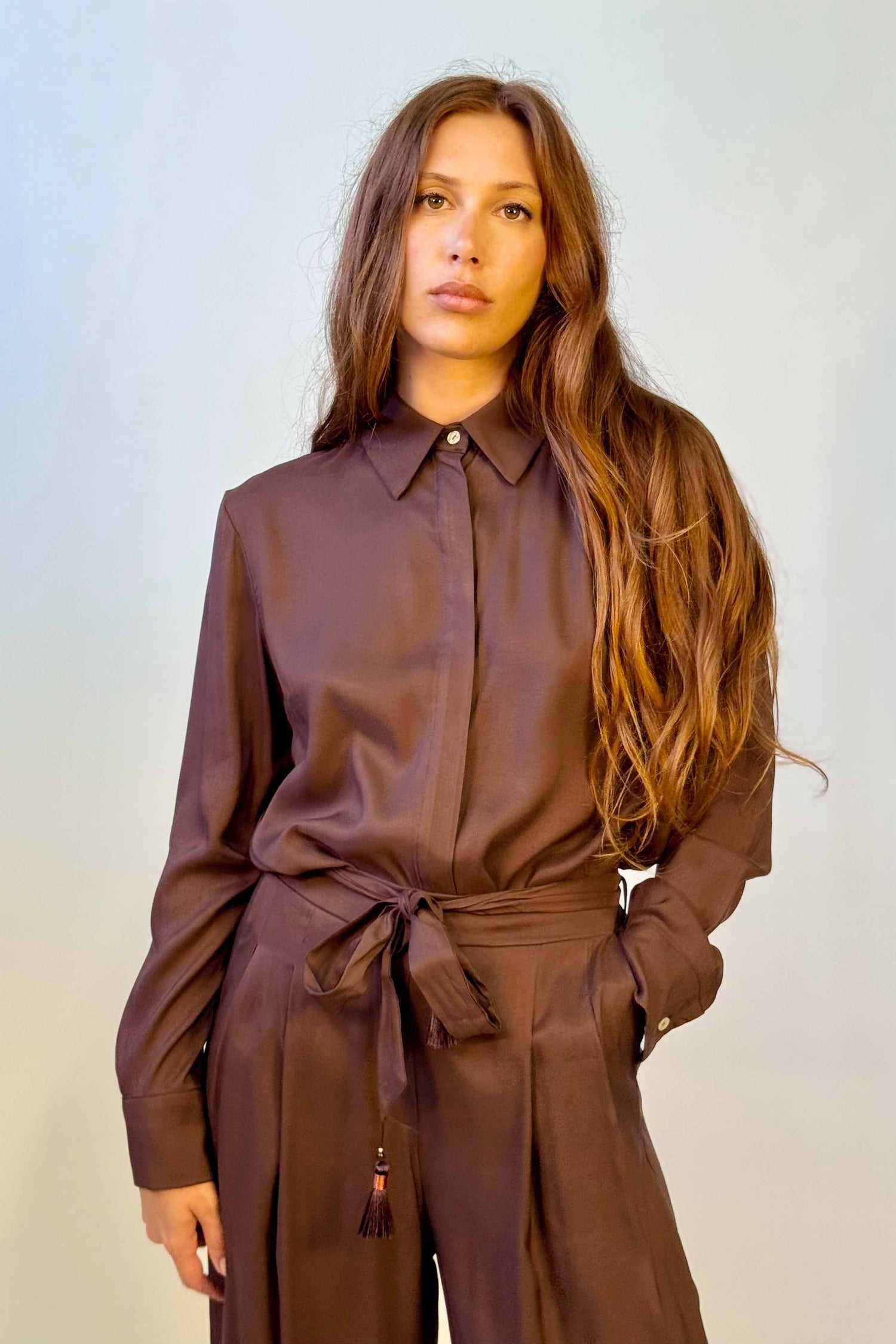 Camicia Viscosa Collo Uomo