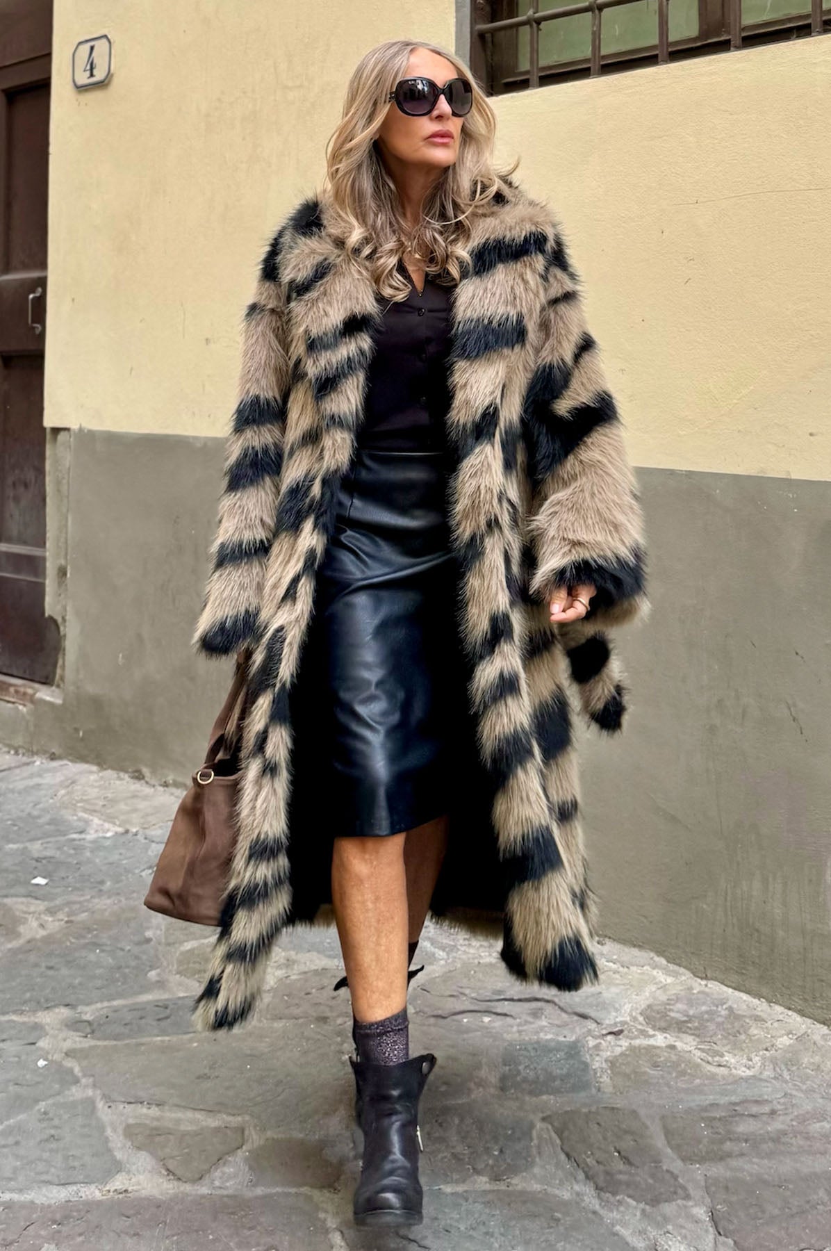 Cappotto Ecopelliccia effetto zebrato