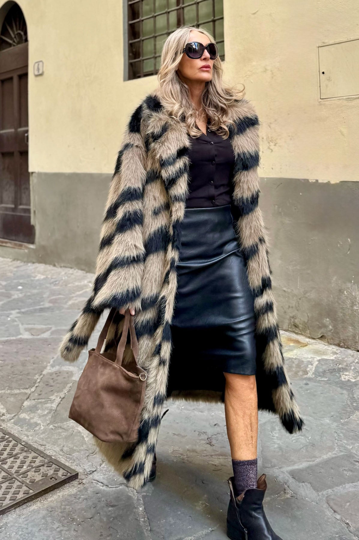 Cappotto Ecopelliccia effetto zebrato