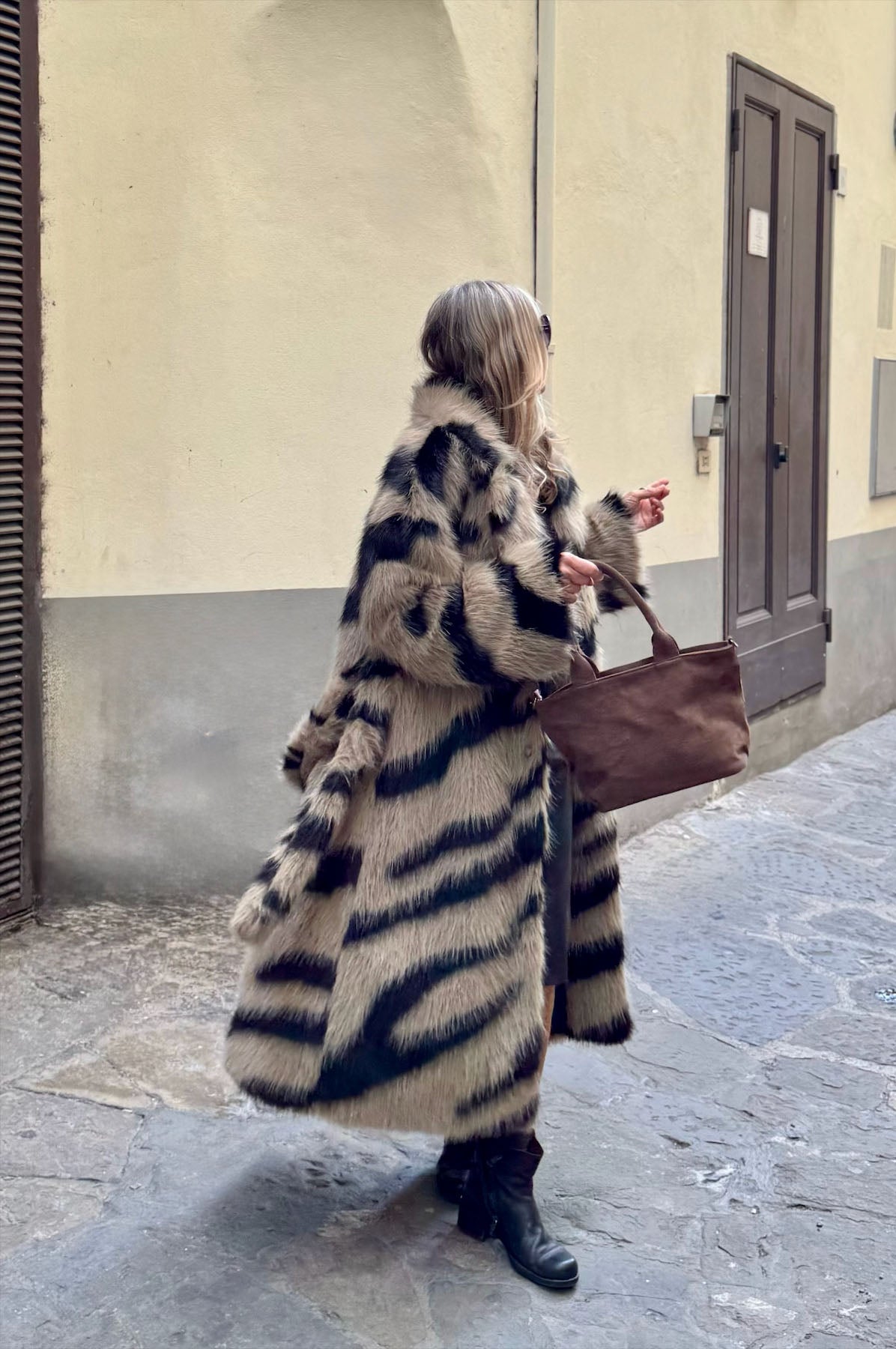 Cappotto Ecopelliccia effetto zebrato