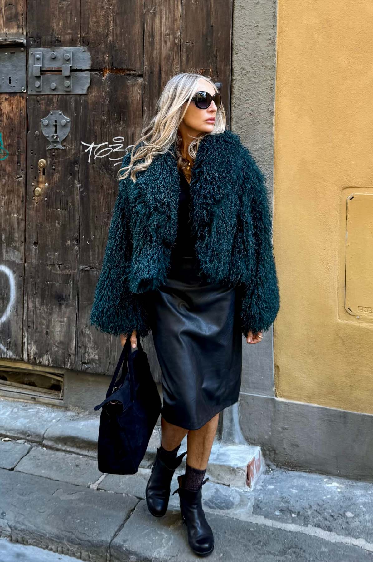 Giacca corta ecopelliccia mongolia