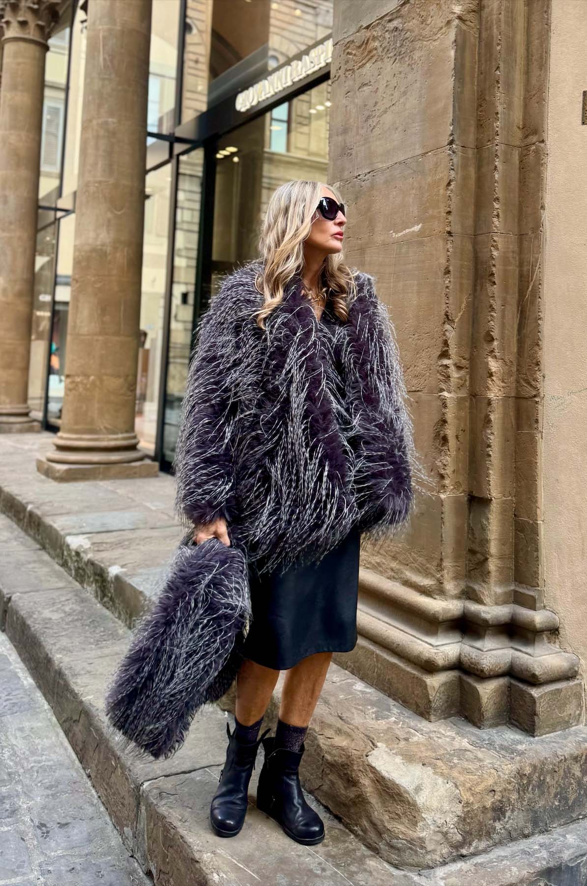 Giacca Ecopelliccia effetto piumato Dark