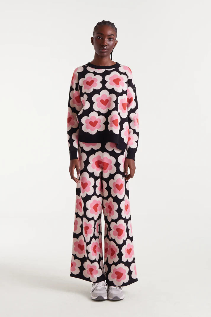 Pantaloni in maglia jacquard con stampa SweetHeart