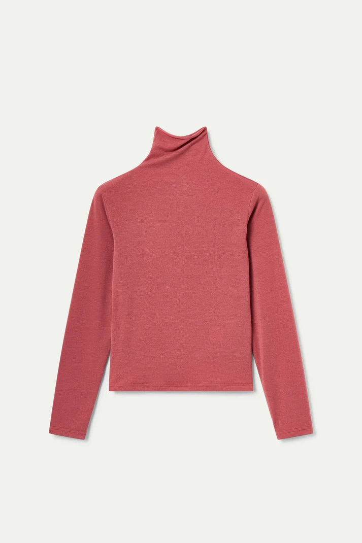 Maglietta collo alto terracotta
