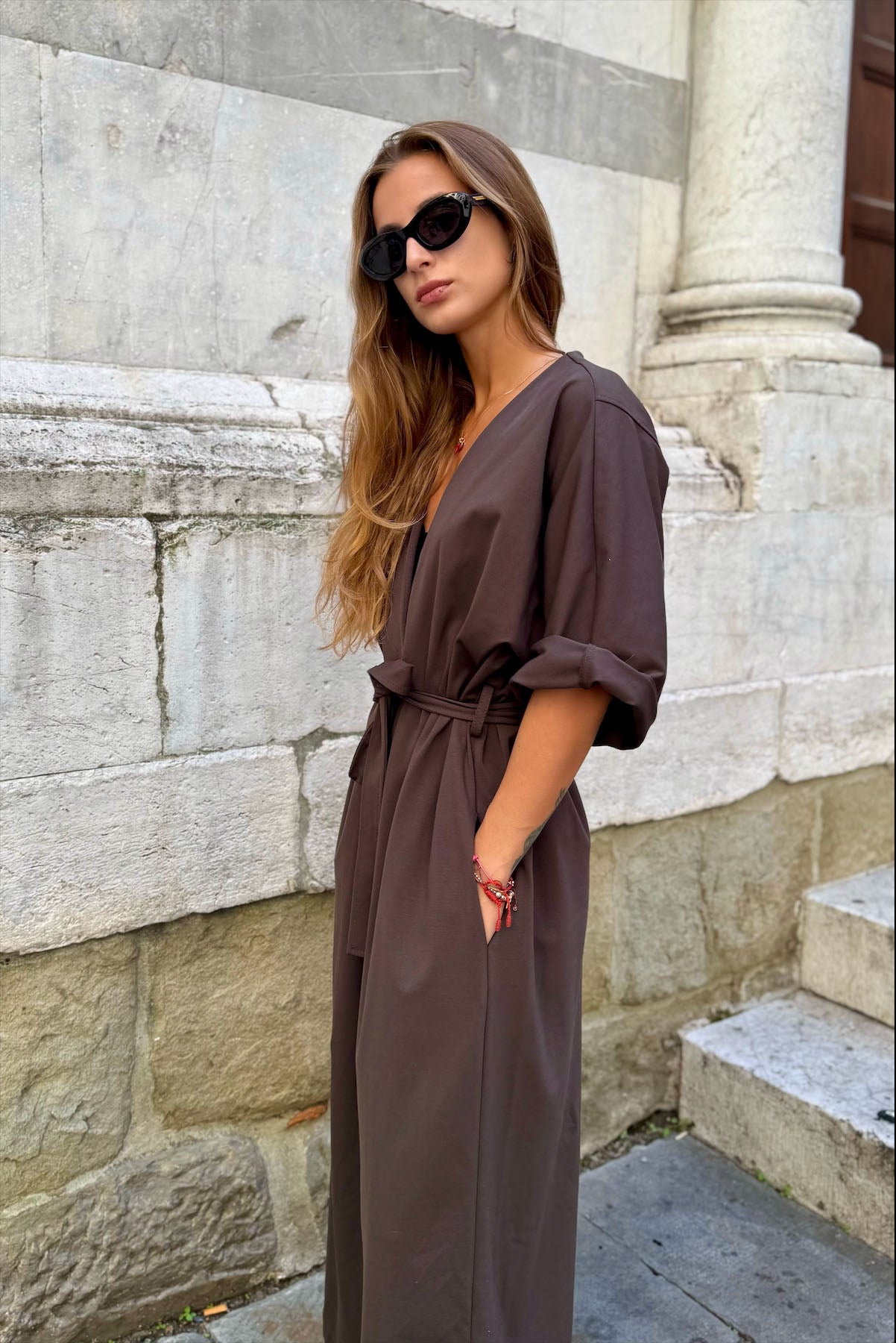 Tuta palazzo con cintura