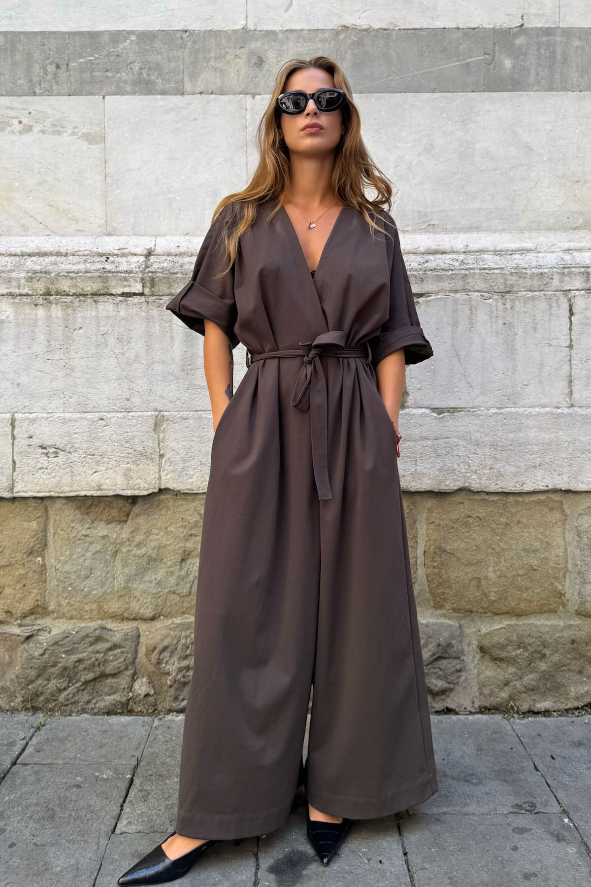 Tuta palazzo con cintura