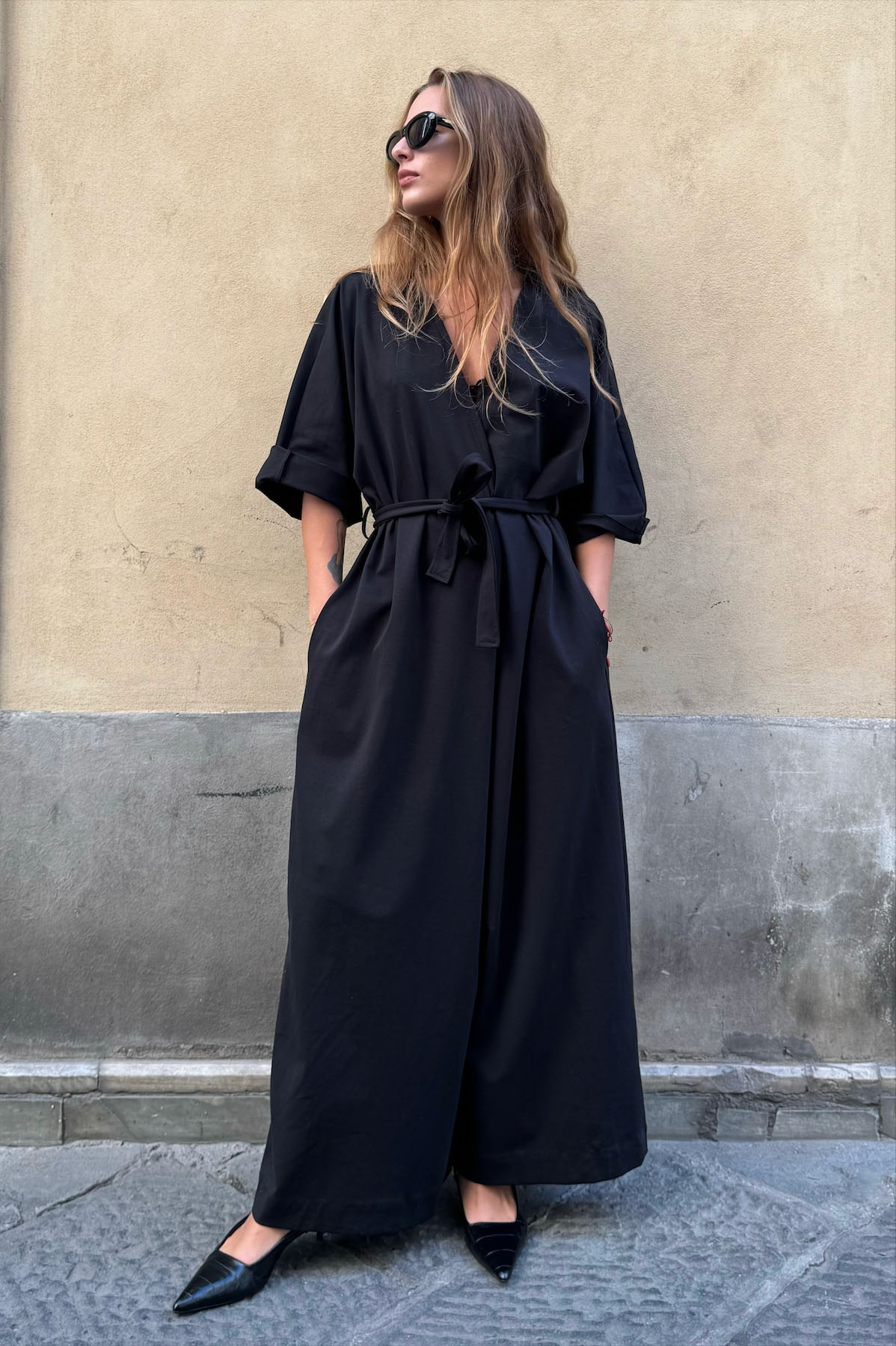 Tuta palazzo con cintura