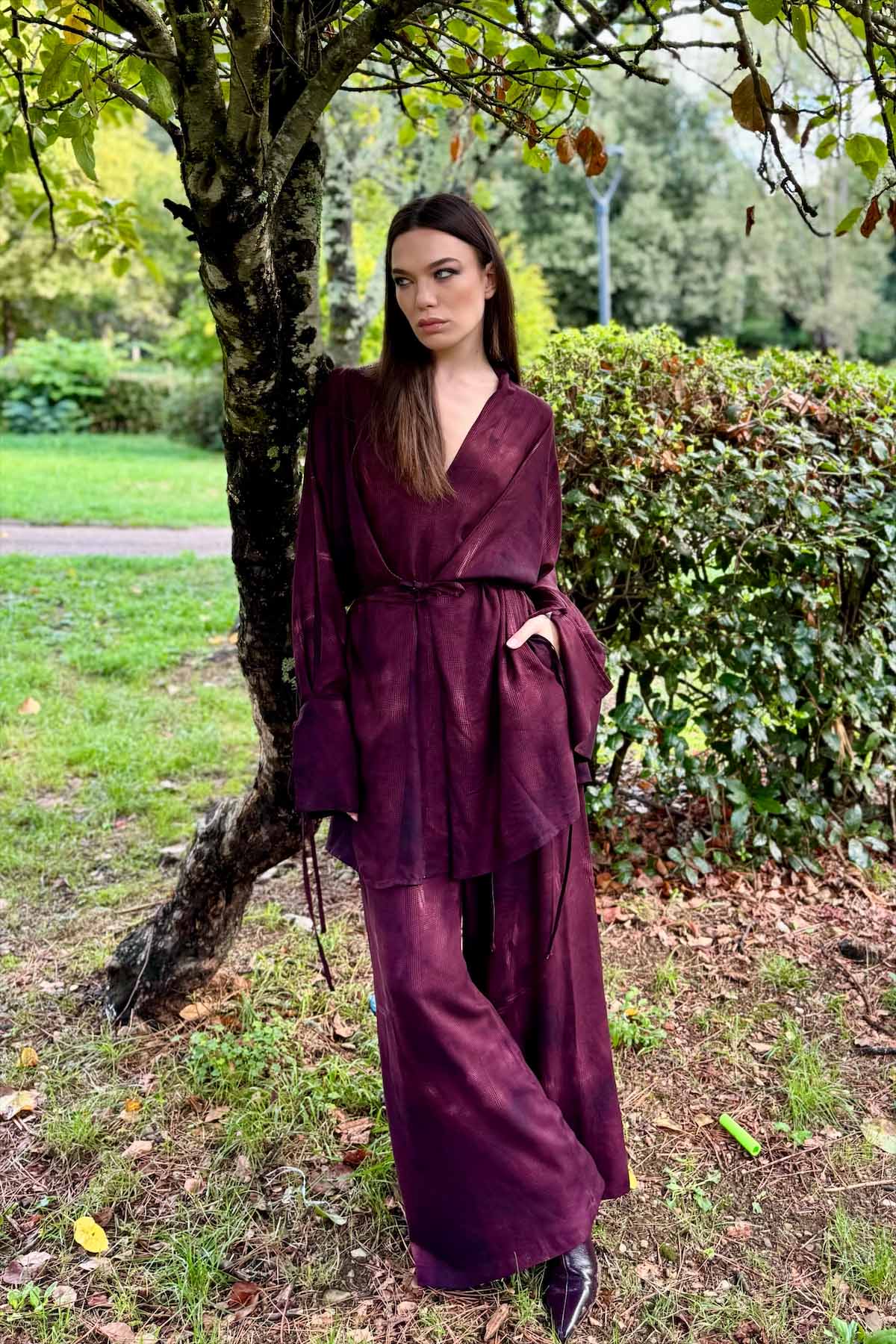 Abito Kimono Corto Rubino