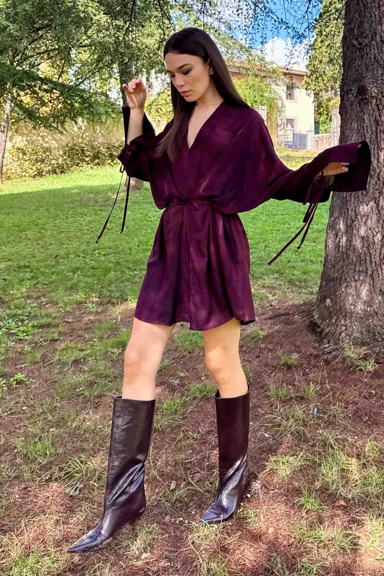 Abito Kimono Corto Rubino