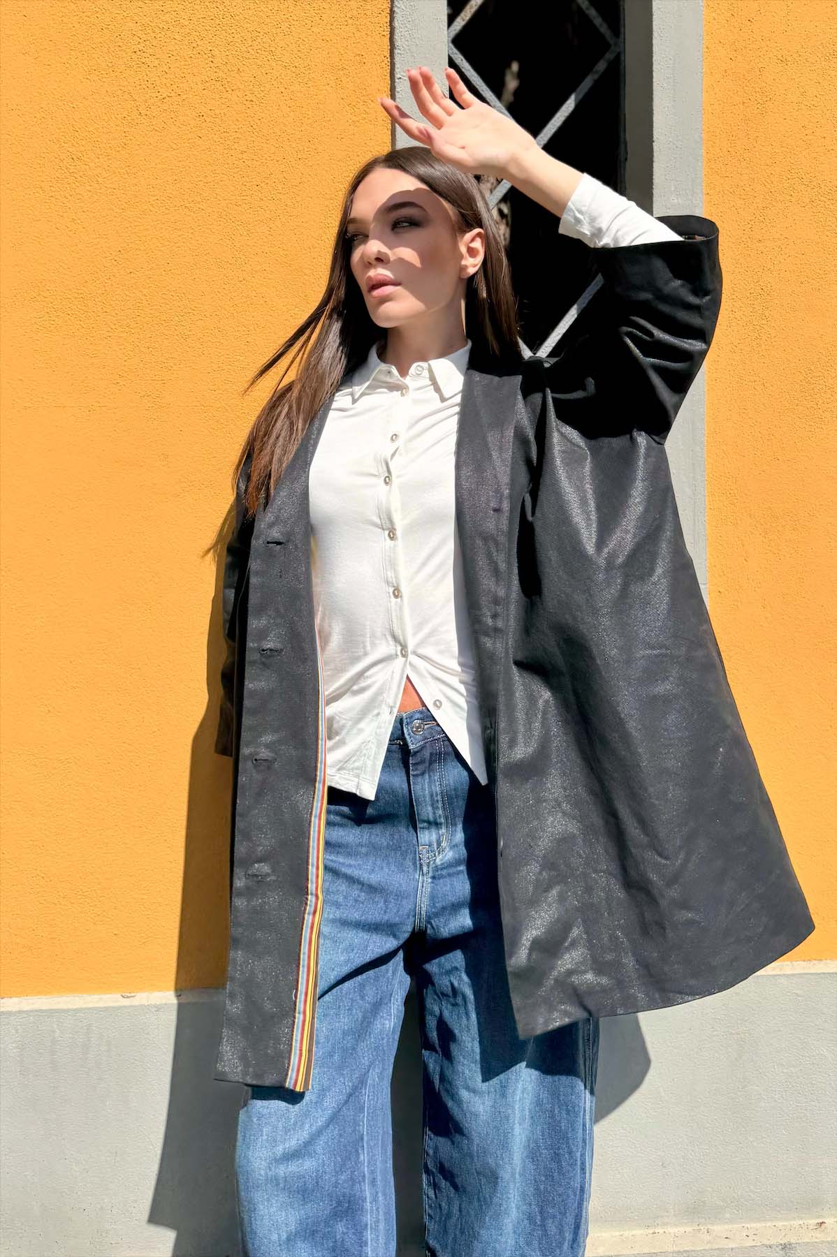 Giacca Kimono Denim Nero