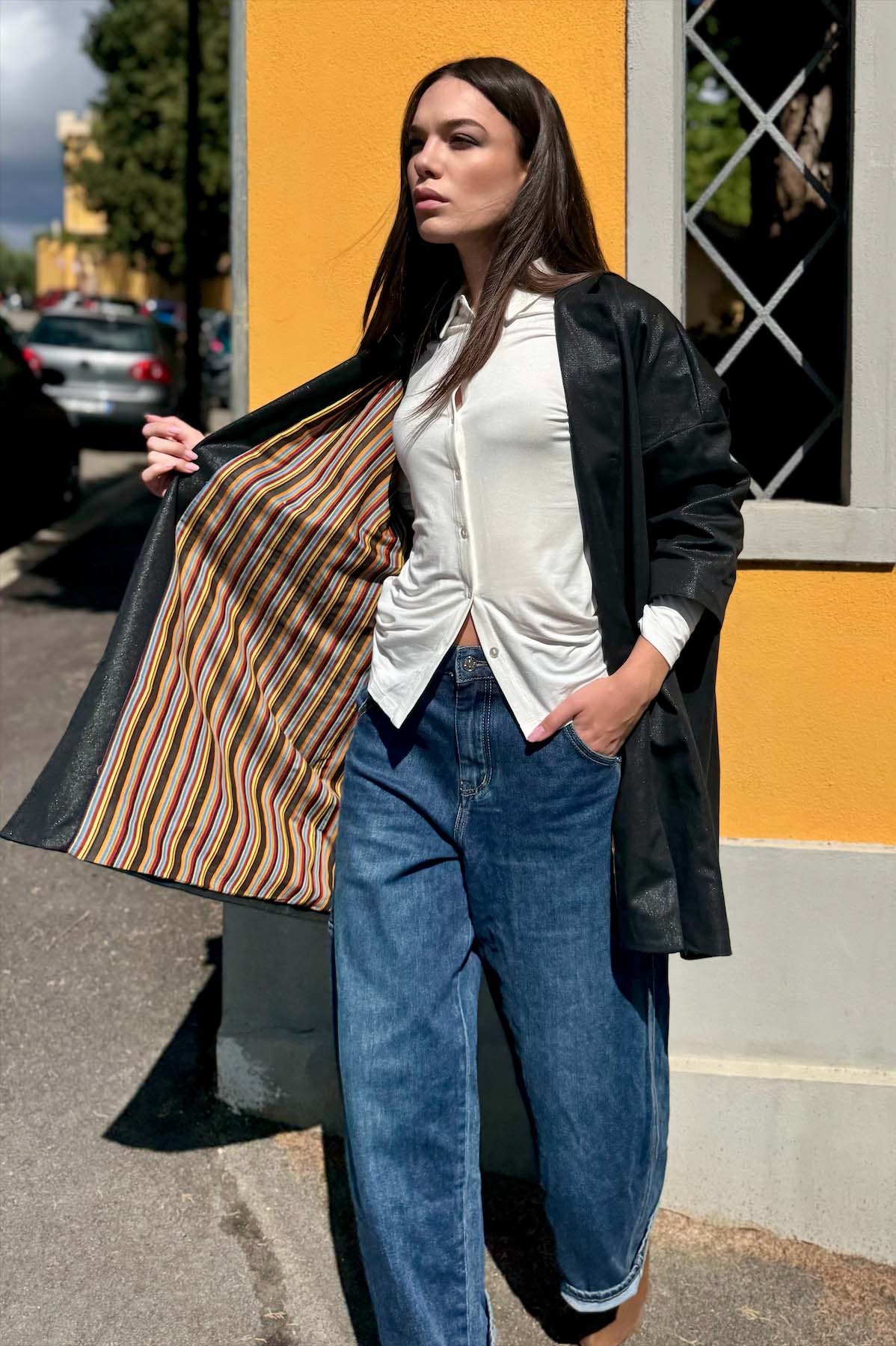 Giacca Kimono Denim Nero