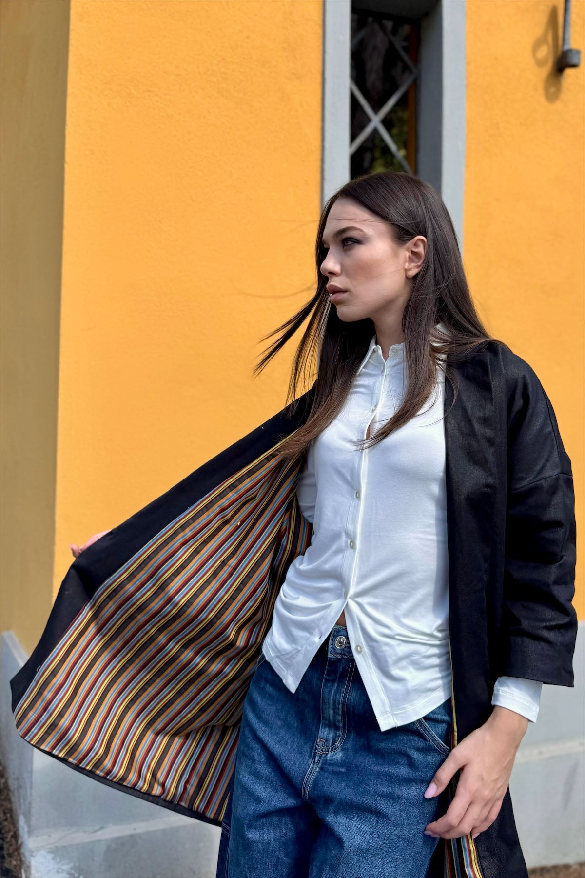 Giacca Kimono Denim Nero