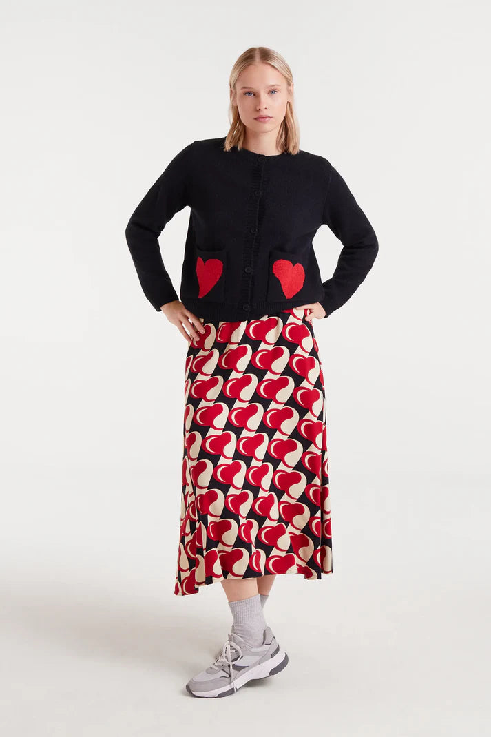 Cardigan jacquard con stampa piccola