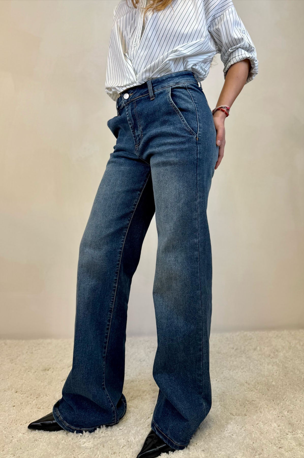 Jeans Dritto Tasche Americana